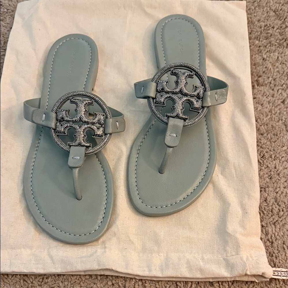 Tory Burch Miller Pave Crystal Leather Sandals